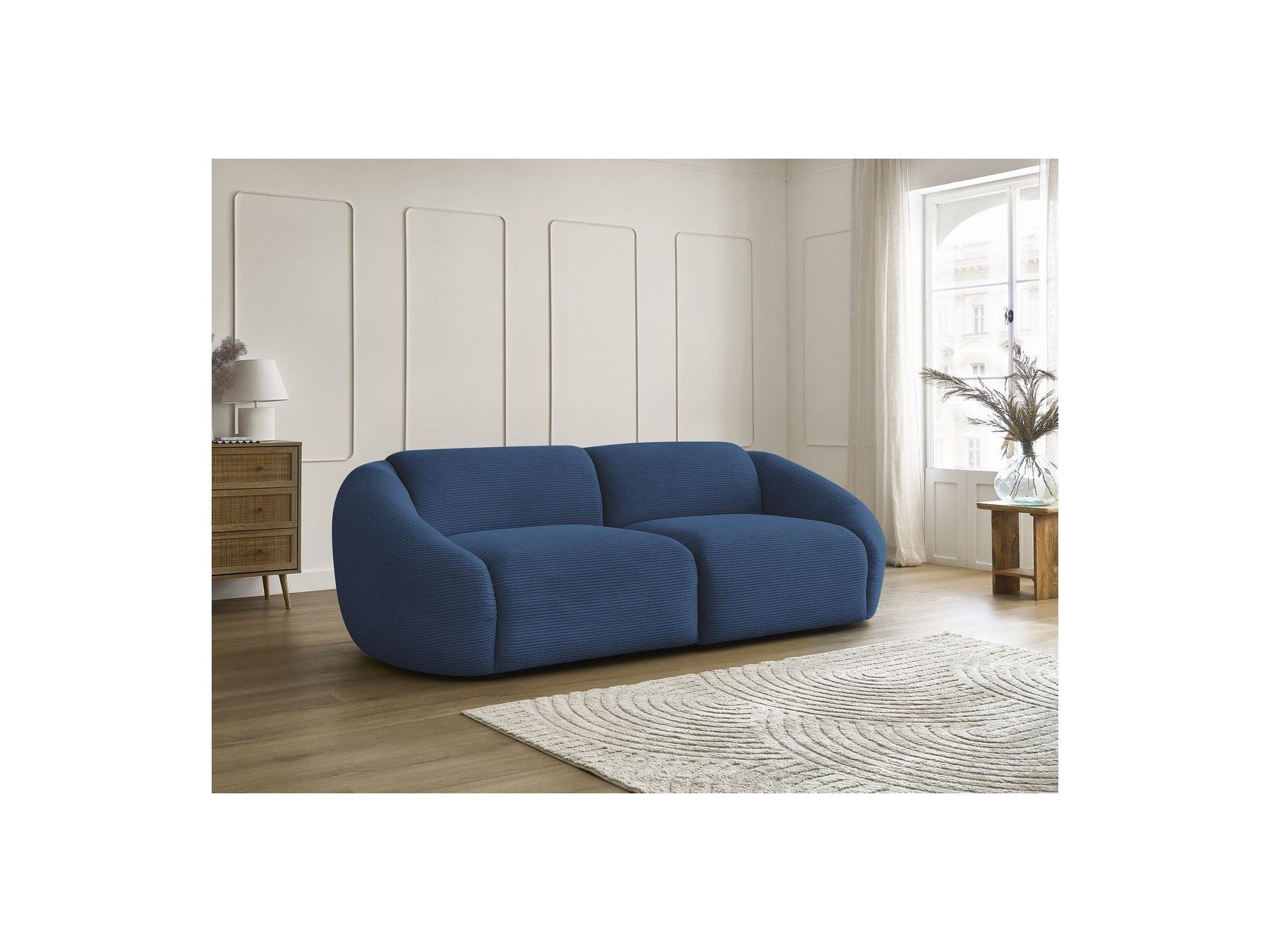Fixed Straight 3-Seater Sofa - Tina - Corduroy