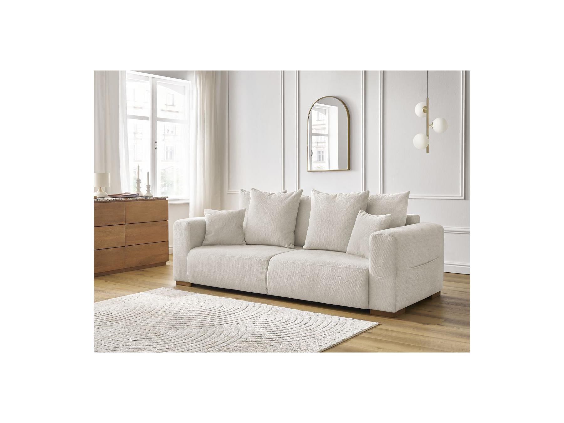 Sidonie - Fixed Straight 3-Seater Sofa - Heathered Fabric