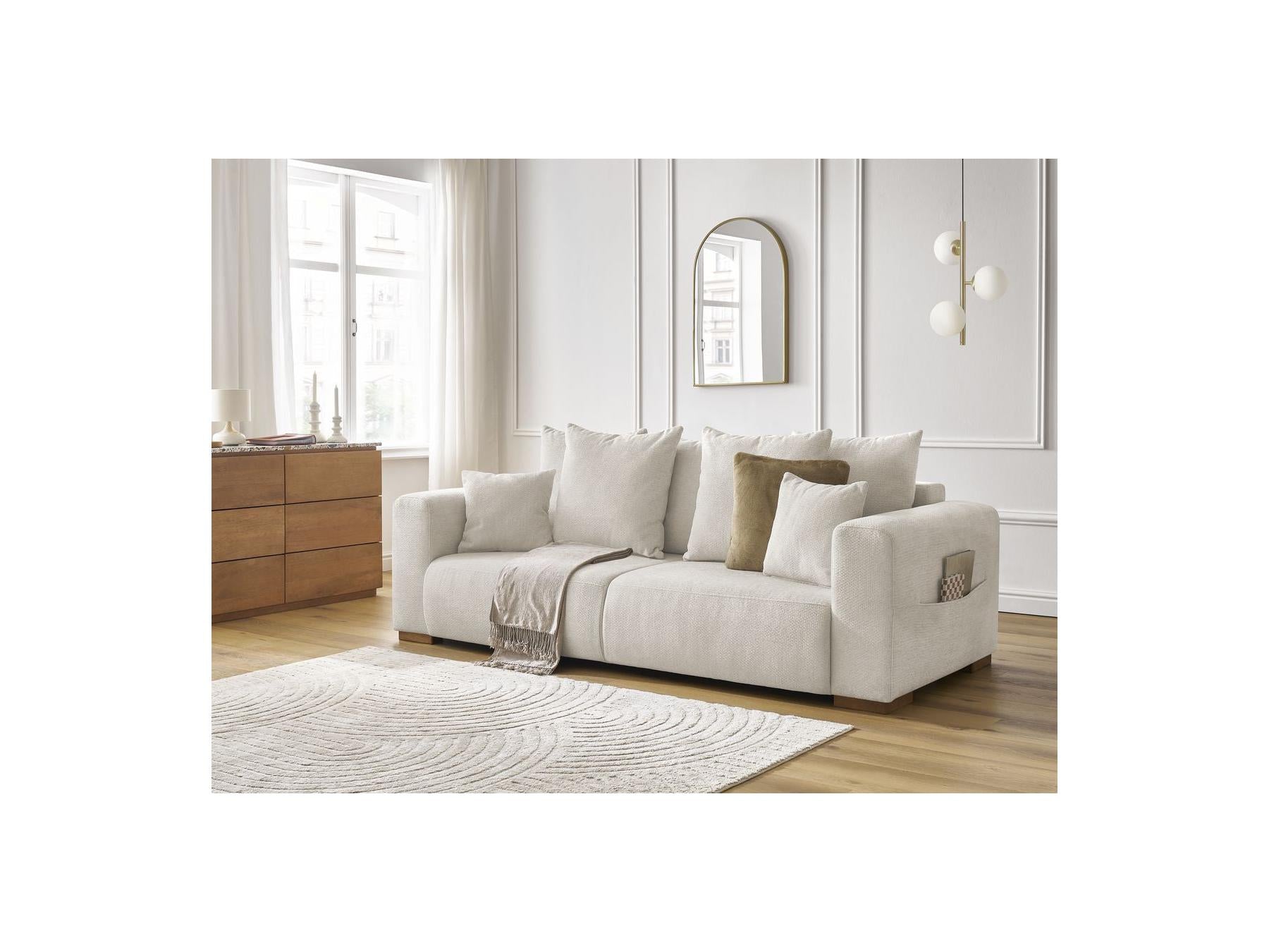 Sidonie - Fixed Straight 3-Seater Sofa - Heathered Fabric