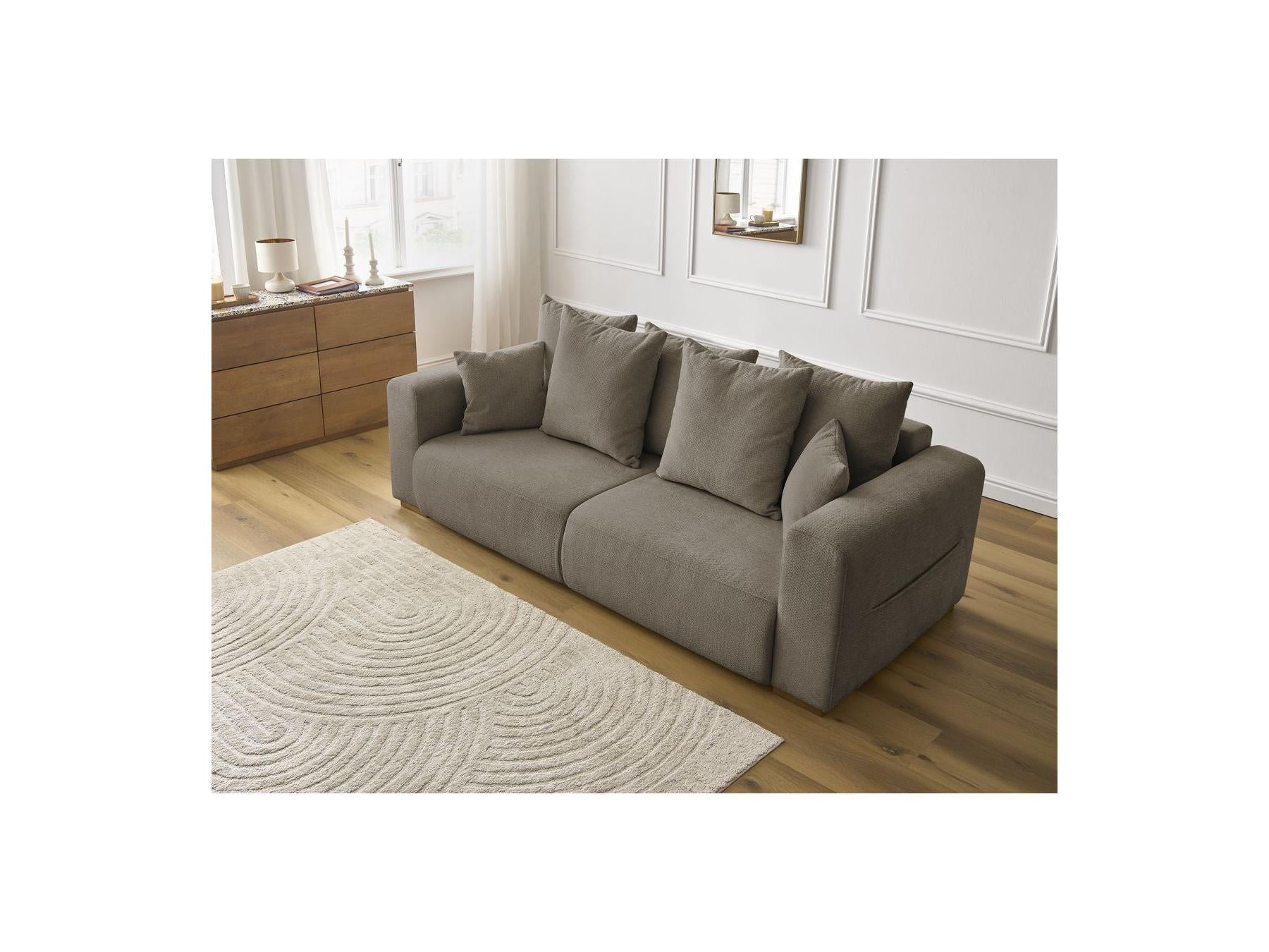 Sidonie - Fixed Straight 3-Seater Sofa - Heathered Fabric