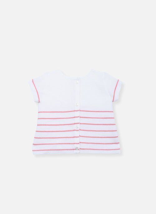 Robe En Tricot - Blanc À Rayures Pétunia