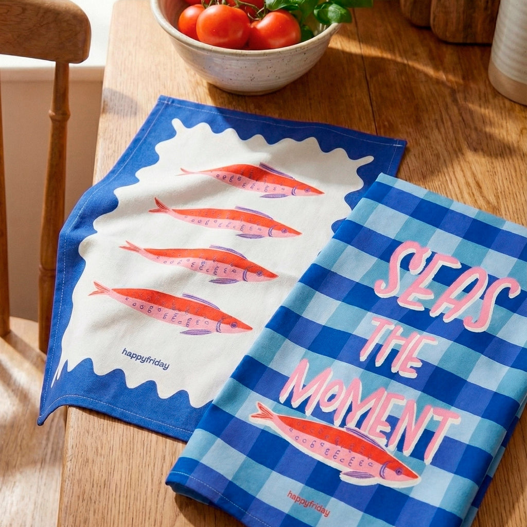Tea Towel (Set of 2) Seas The Moment - Multicoloured