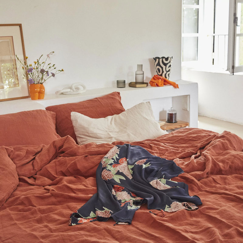 Comforter Cover 100% Linen - Terracotta