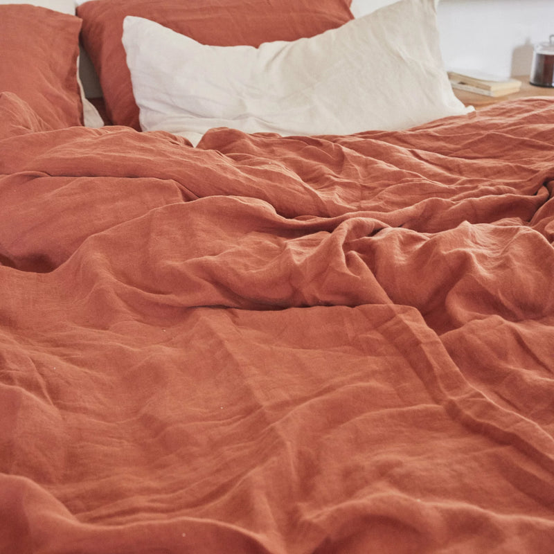 Comforter Cover 100% Linen - Terracotta