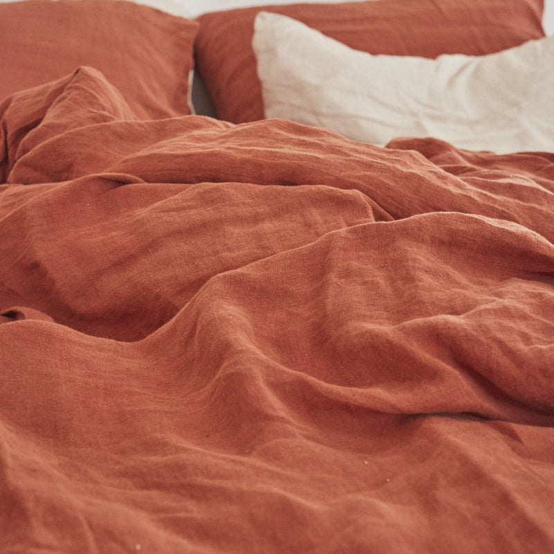 Comforter Cover 100% Linen - Terracotta