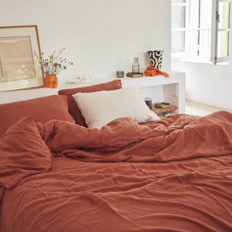 Comforter Cover 100% Linen - Terracotta