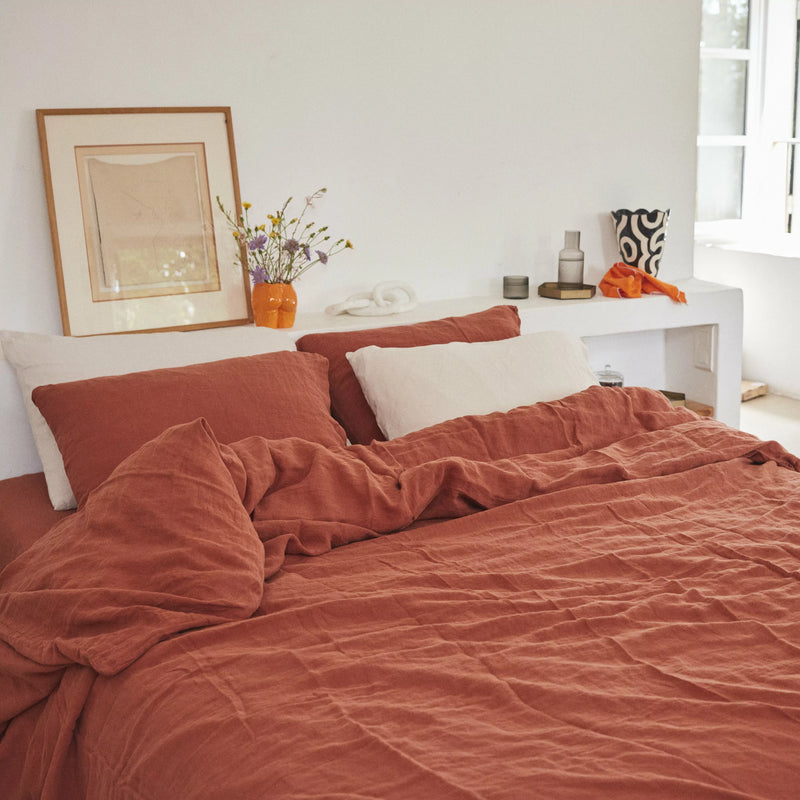 Comforter Cover 100% Linen - Terracotta