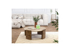 Mesa de centro redonda - Tablero de travertino y patas de madera maciza de acacia - Torvi
