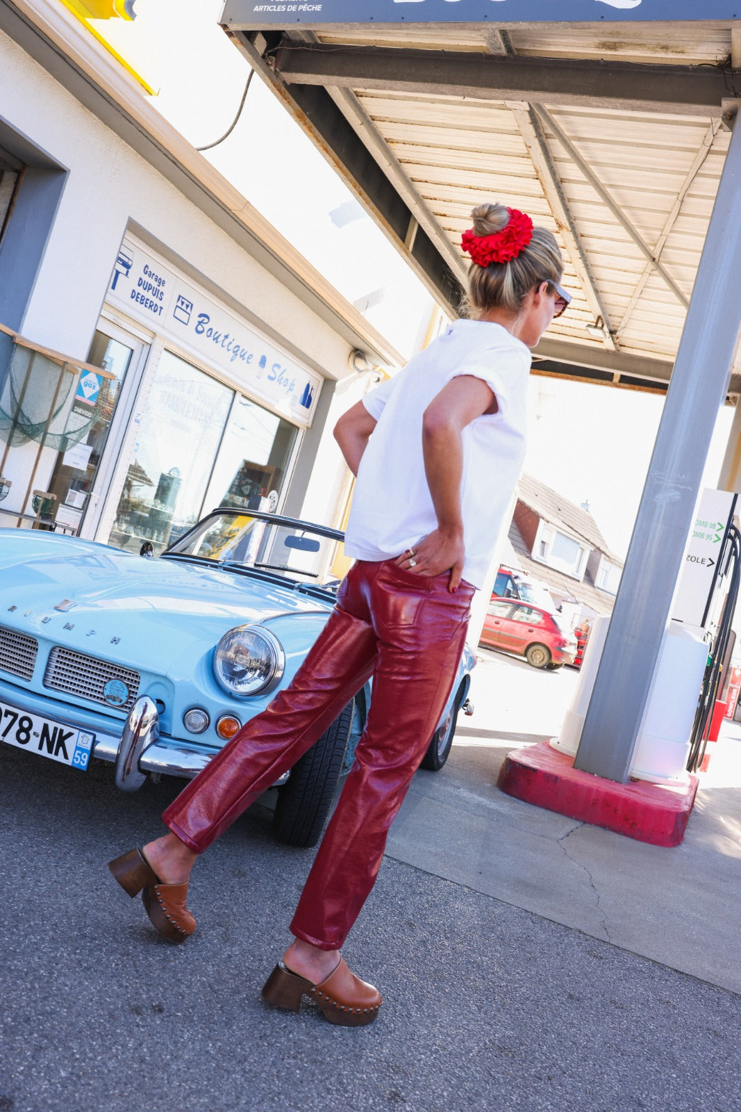 Pantalon BRUNE vinyle rouge