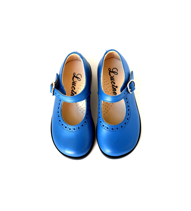 Louise Durable Girls' Shoes with Buckle - Royal Blue Leather - Girls