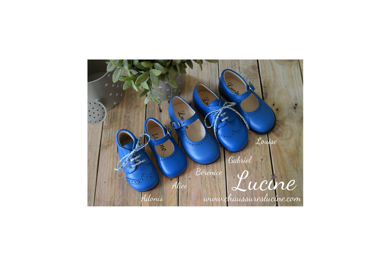 Louise Durable Girls' Shoes with Buckle - Royal Blue Leather - Girls