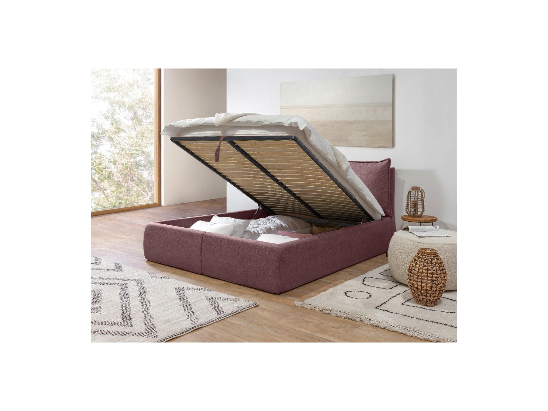 Garance - Cama con arcón con cabecero efecto almohada