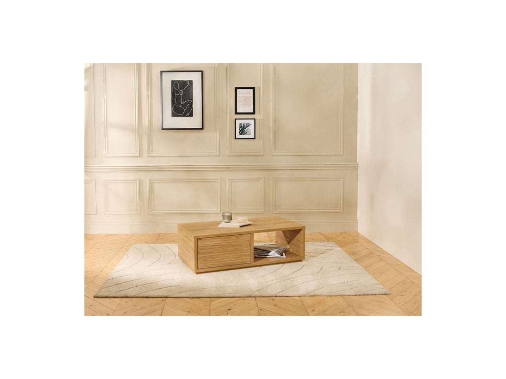 Ferret - Coffee Table with Drawer - Wooden Slat Effect