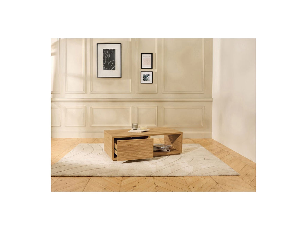 Ferret - Coffee Table with Drawer - Wooden Slat Effect