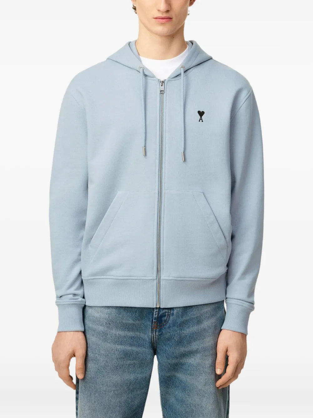 Ami Paris - Ami De Coeur Zipped Hoodie – Sky