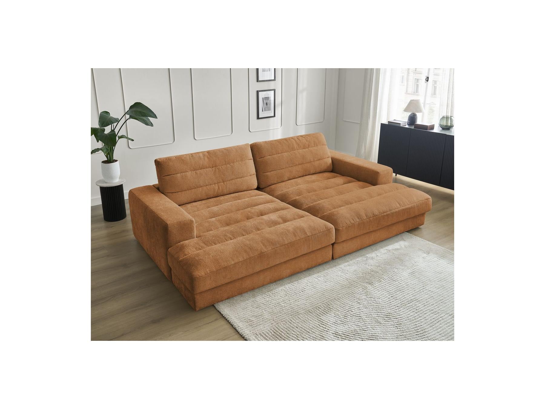 Sierra - Canapé Droit Fixe 4 Places Assise Profonde - Tissu Texturé