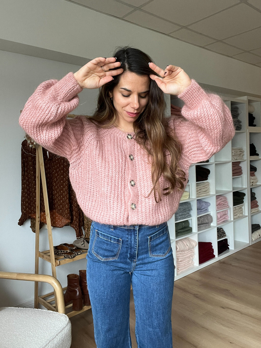 Honorine Heather Pink Cardigan