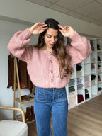 Honorine Heather Pink Cardigan