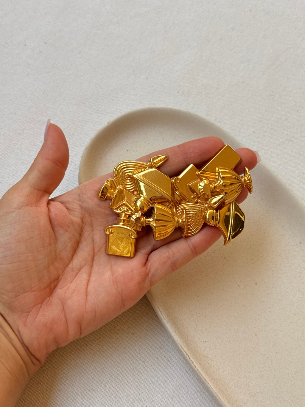 Vintage Guerlain Brooch - Gold Bottles