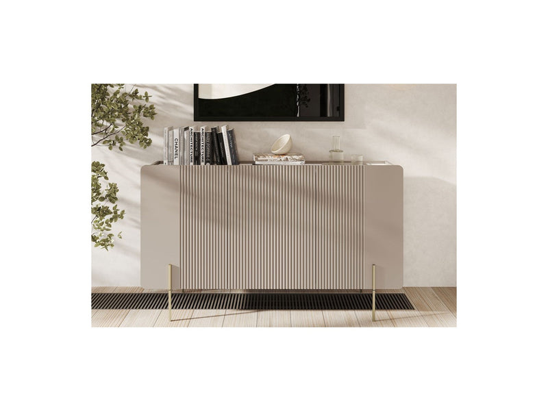 Buffet 3 Portes Plateau Effet Marbre - Mathilde - Pieds Or