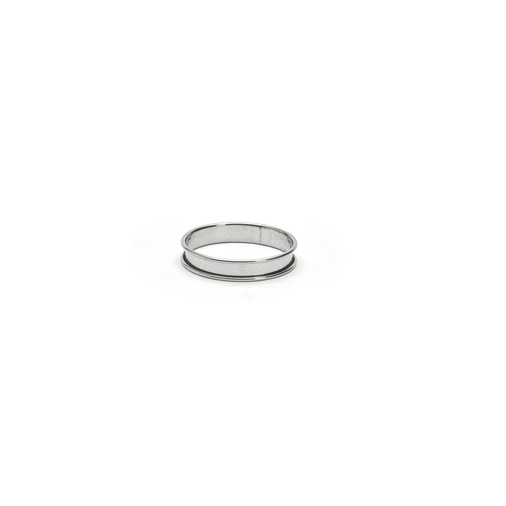 Cercle À Tarte Rond Perforé En Inox Bord Roulé - Ø 10 Cm - H. 2 Cm