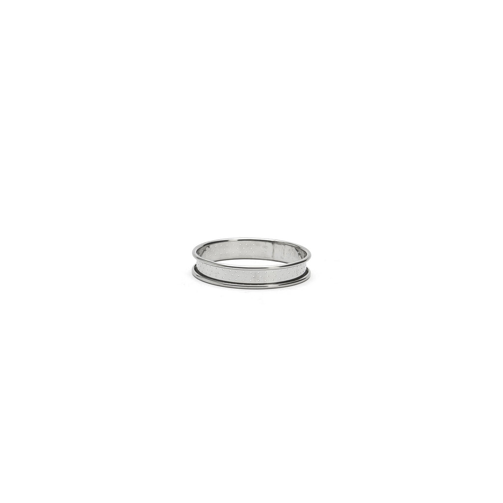 Cercle À Tarte Rond Perforé En Inox Bord Roulé - Ø 10 Cm - H. 2 Cm