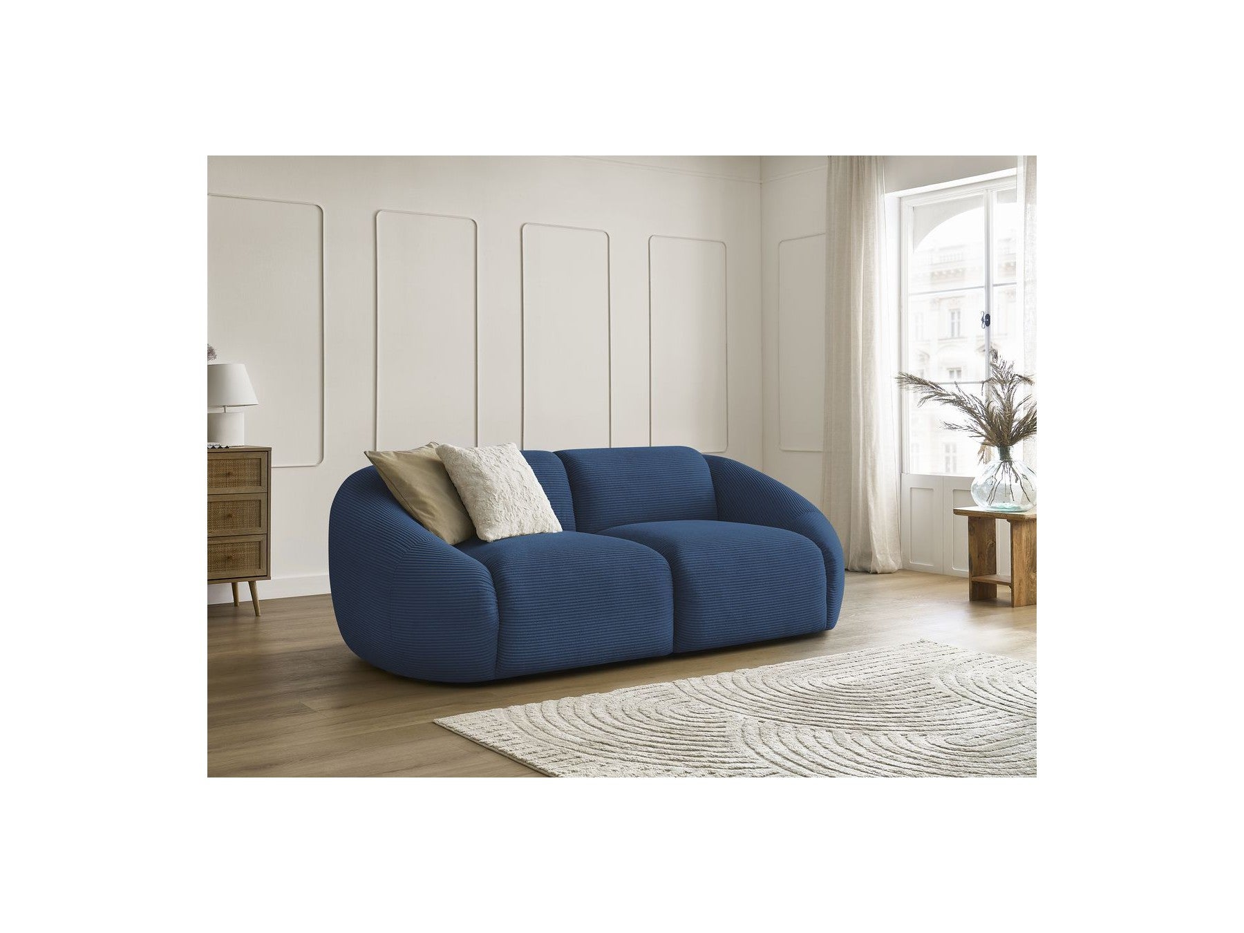 Fixed Straight 2-Seater Sofa - Tina - Corduroy