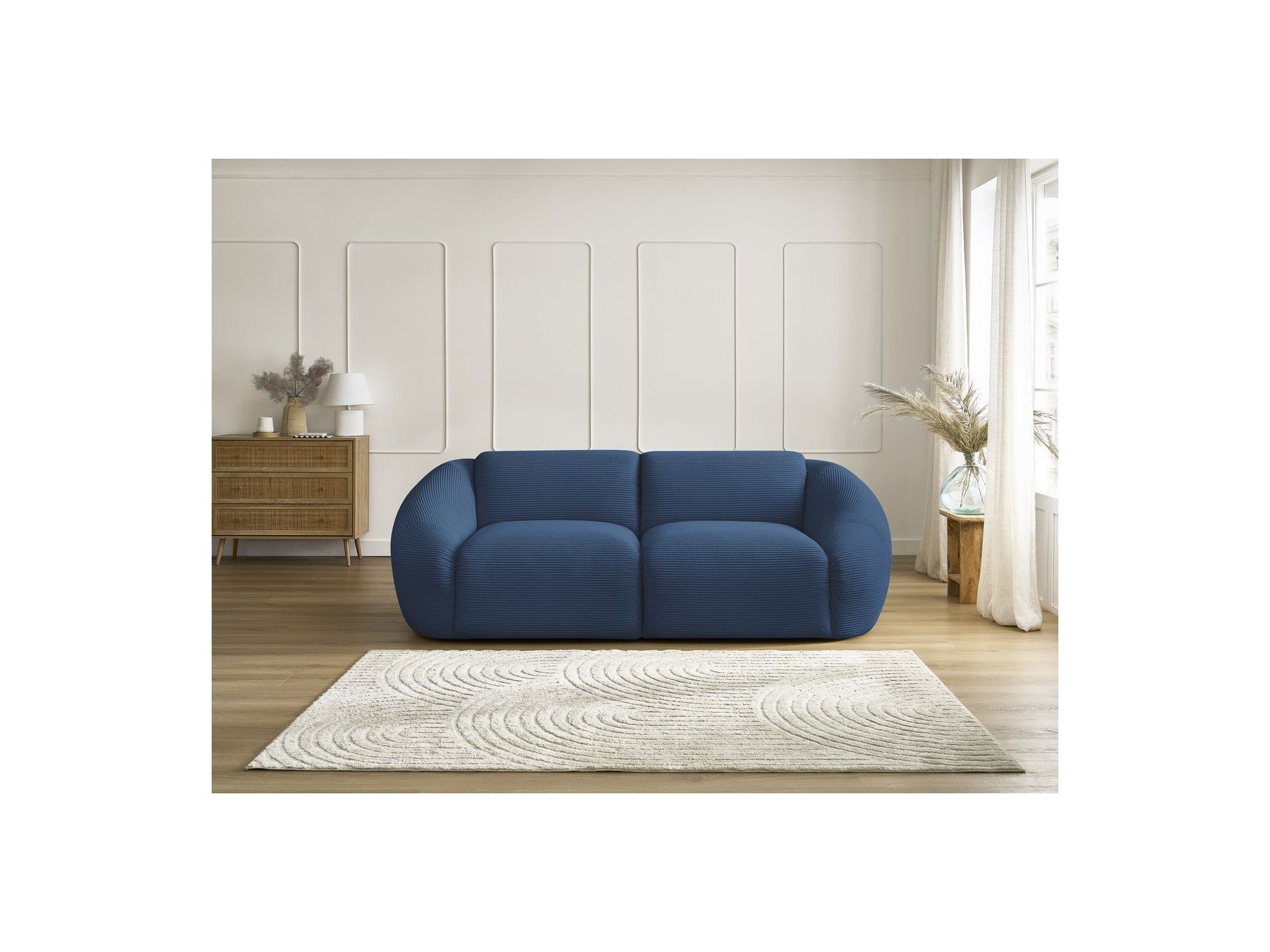 Fixed Straight 2-Seater Sofa - Tina - Corduroy