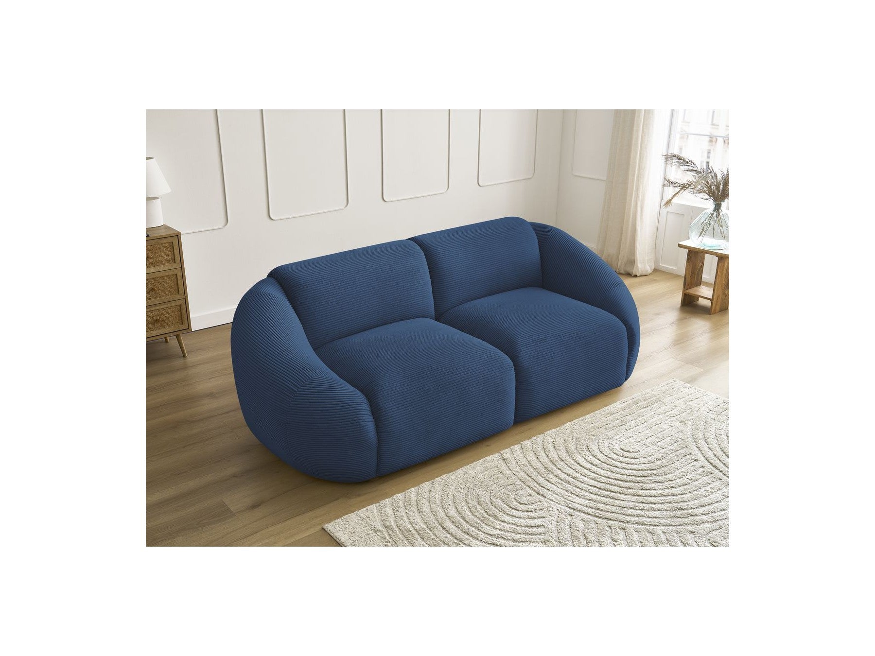 Fixed Straight 2-Seater Sofa - Tina - Corduroy