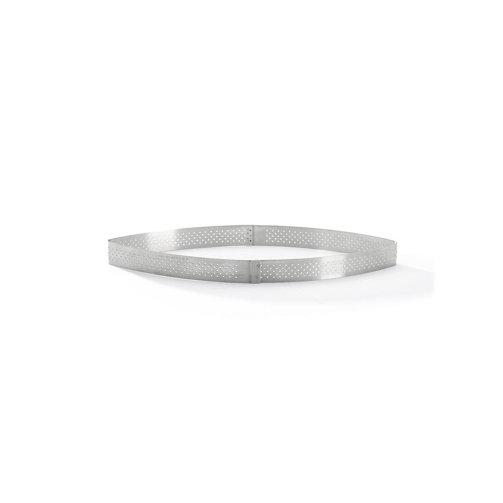 Cercle À Tarte Calisson Perforé En Inox Valrhona - 25.5 x 11 Cm - H. 2 Cm