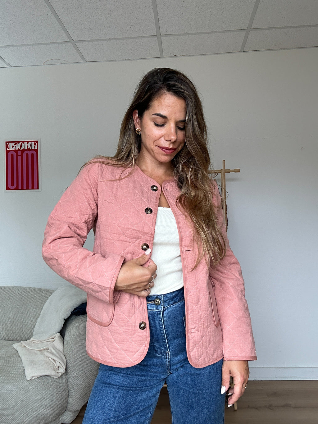 Pink Quilted Jacket
