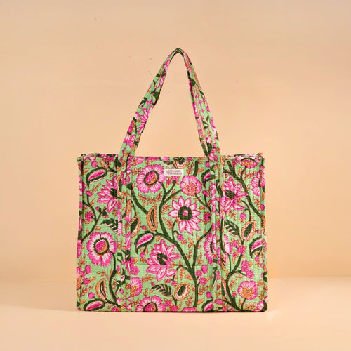 Sac Cabas Réversible Deepa - Mint Floral