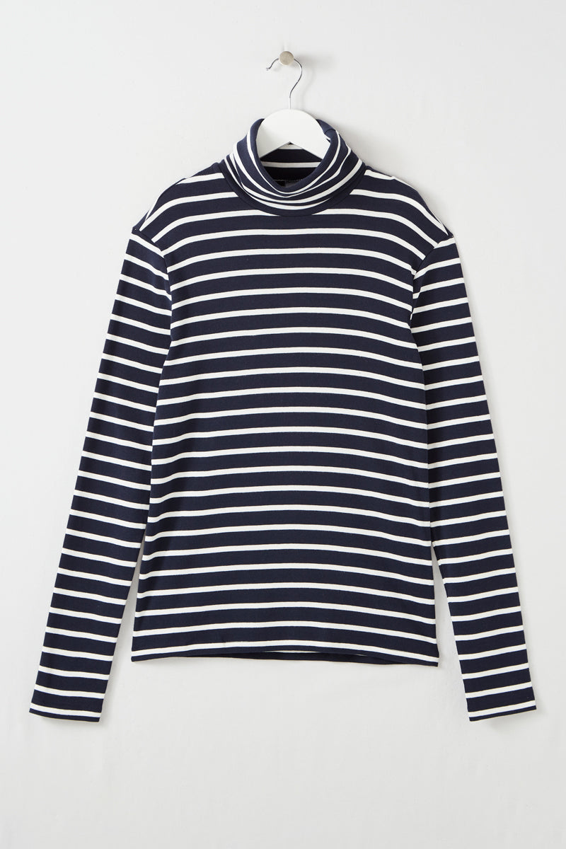 Roll-Neck Top - Black And White - Women