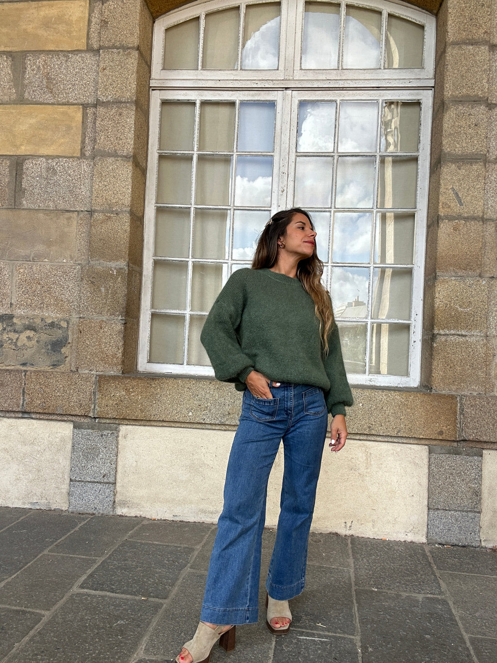 Prenda de punto de mohair y lana Gaia caqui