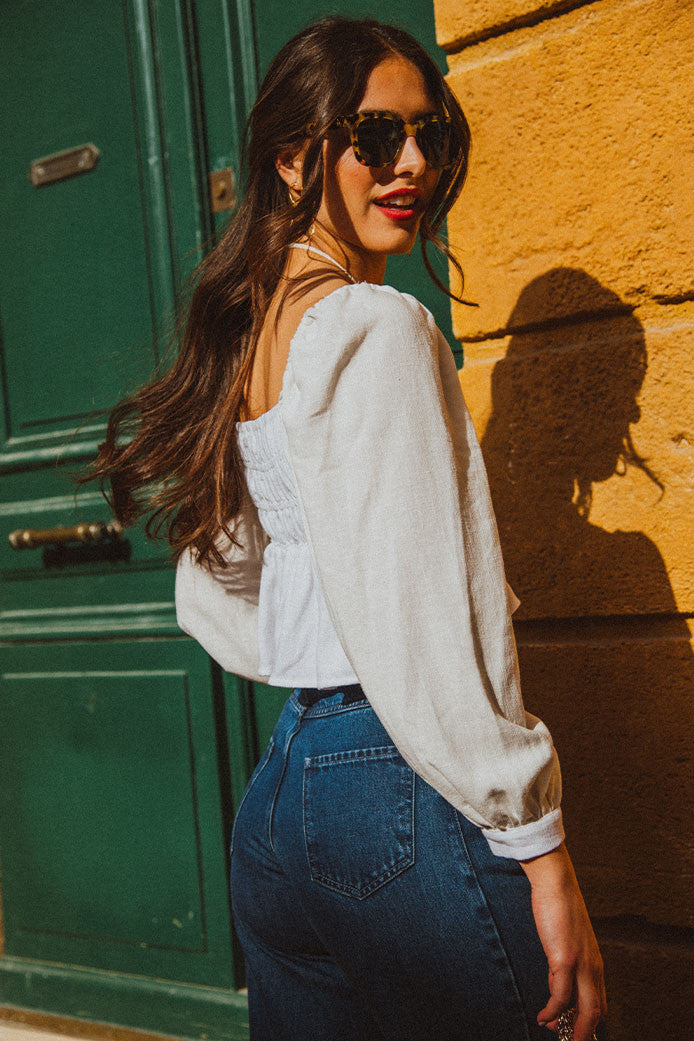 Top Quiterie Linen Viscose White