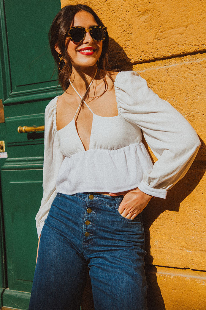 Top Quiterie Linen Viscose White