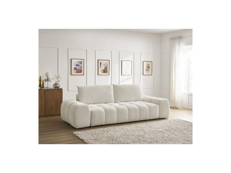 Canapé Droit Convertible Coffre - Everest - Tissu Chiné - 2 Coussins