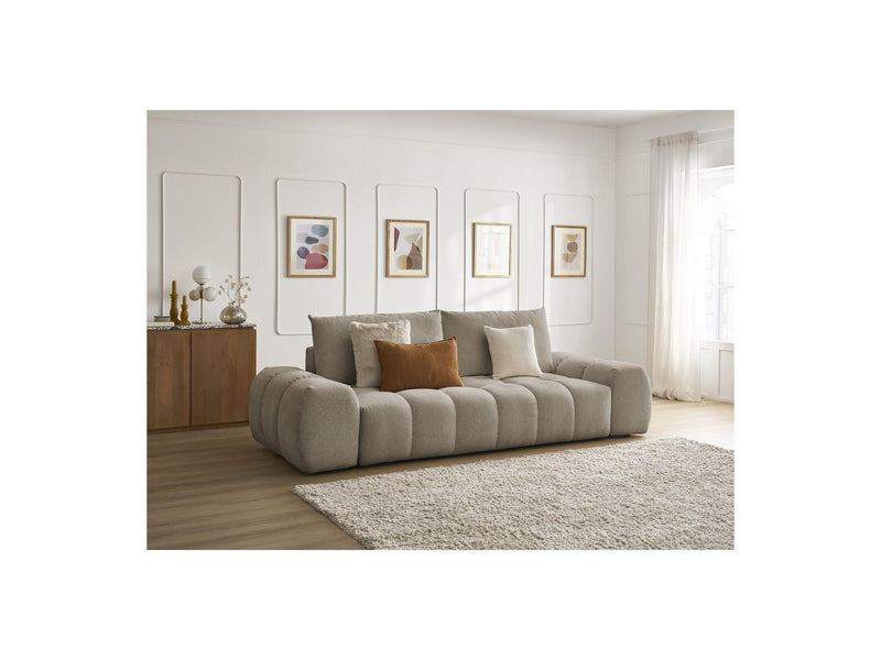 Canapé Droit Convertible Coffre - Everest - Tissu Chiné - 2 Coussins