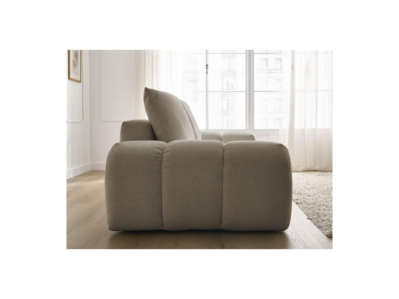 Canapé Droit Convertible Coffre - Everest - Tissu Chiné - 2 Coussins