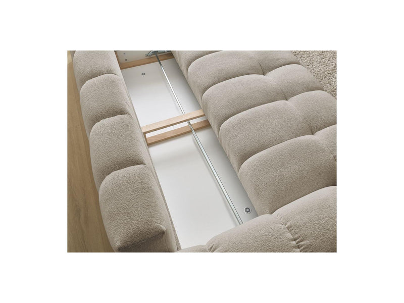 Canapé Droit Convertible Coffre - Everest - Tissu Chiné - 2 Coussins