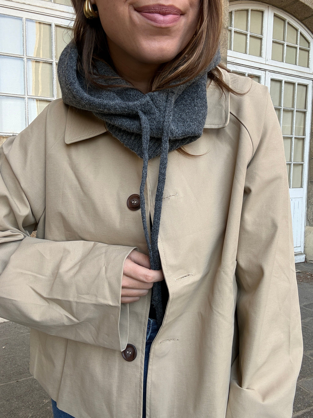 Grey wool and cashmere balaclava