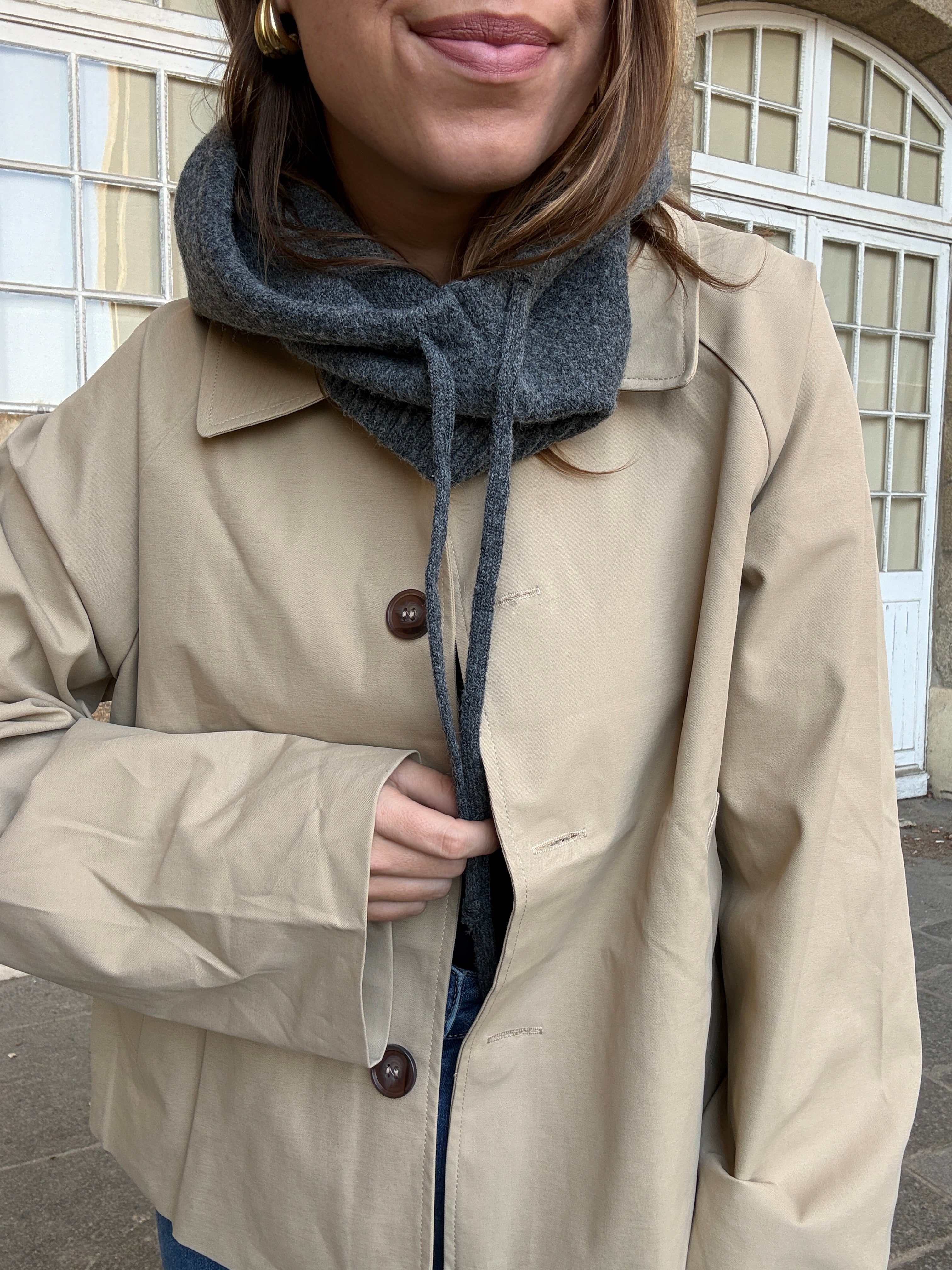 Grey wool and cashmere balaclava