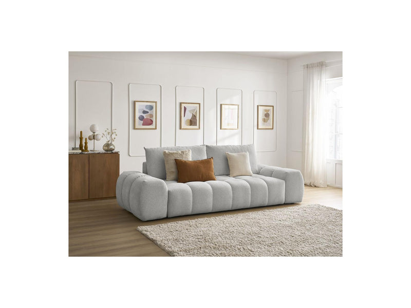 Canapé Droit Convertible Coffre - Everest - Tissu Chiné - 2 Coussins