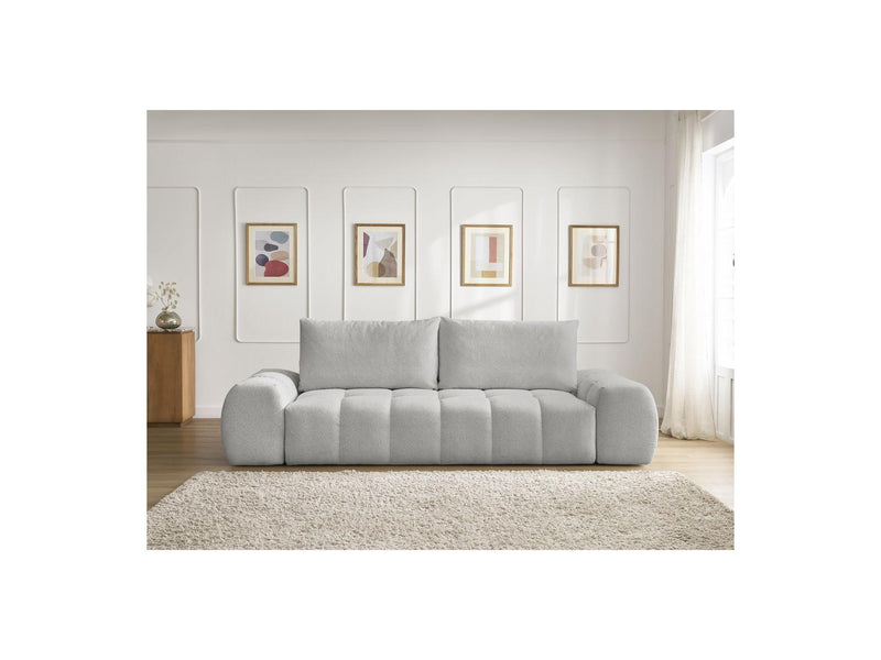 Canapé Droit Convertible Coffre - Everest - Tissu Chiné - 2 Coussins