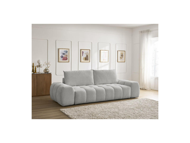 Canapé Droit Convertible Coffre - Everest - Tissu Chiné - 2 Coussins