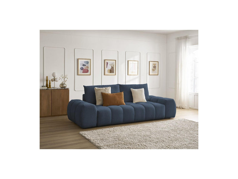 Canapé Droit Convertible Coffre - Everest - Tissu Chiné - 2 Coussins