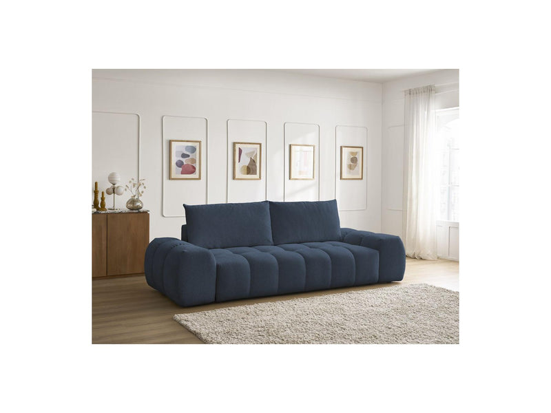 Canapé Droit Convertible Coffre - Everest - Tissu Chiné - 2 Coussins