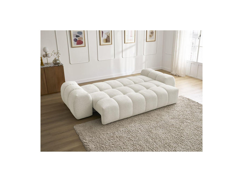 Canapé Droit Convertible Coffre - Everest - Tissu Chiné - 5 Coussins