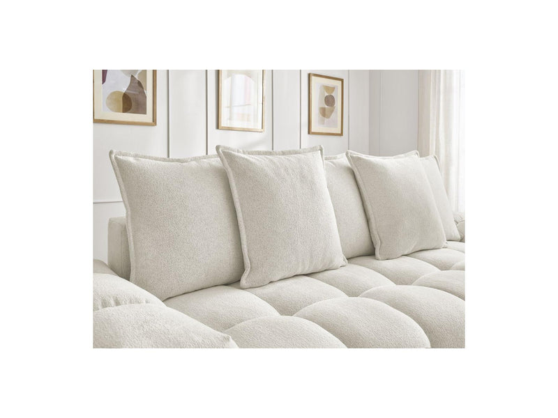Canapé Droit Convertible Coffre - Everest - Tissu Chiné - 5 Coussins