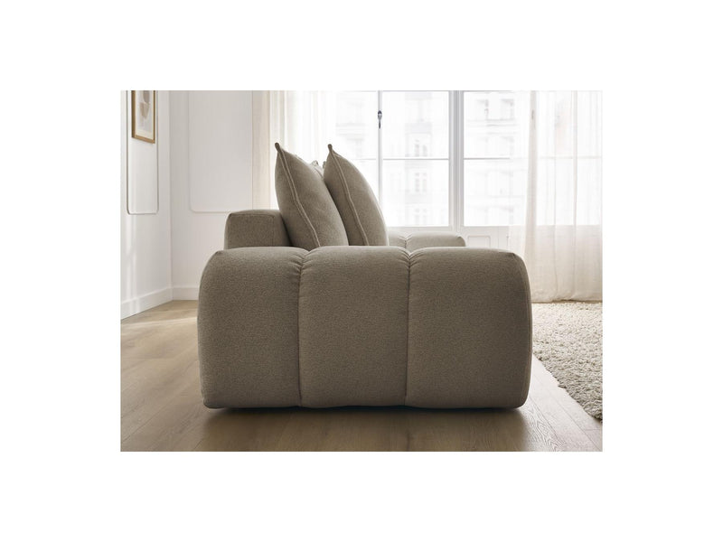 Canapé Droit Convertible Coffre - Everest - Tissu Chiné - 5 Coussins